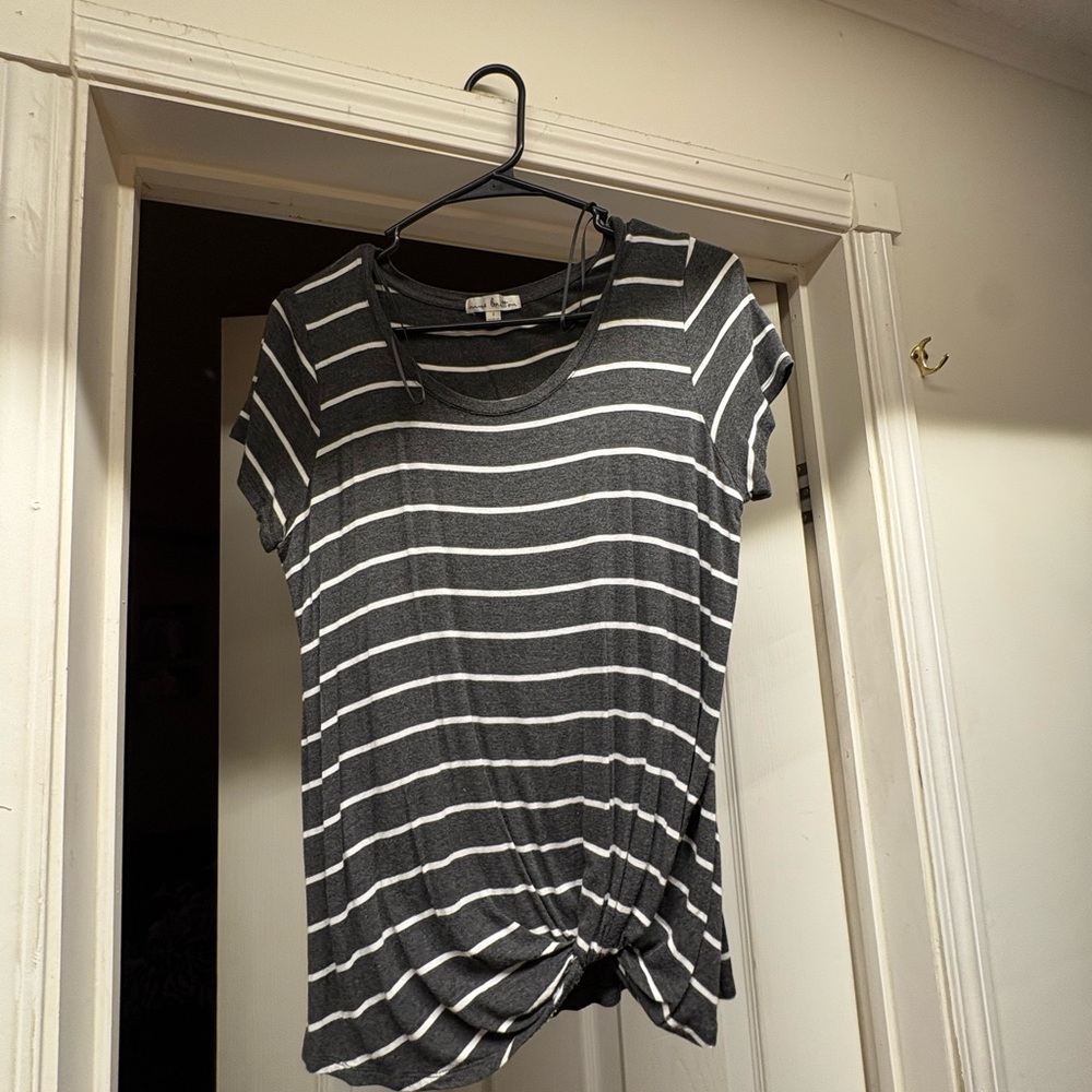 Charcoal Striped Women's Short Sleeve Top